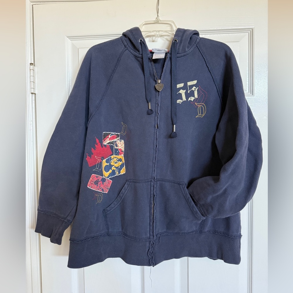 Y2K Vintage Disneyland patchwork style navy hoodie Size 1X